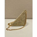 𝐏𝐑𝐀𝐃𝐀 Triangle bag with glitter diamonds 1BH190