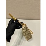 𝐏𝐑𝐀𝐃𝐀 Triangle bag with glitter diamonds 1BH190