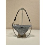 𝐏𝐑𝐀𝐃𝐀 Triangle bag with glitter diamonds 1BH190