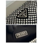 𝐏𝐑𝐀𝐃𝐀 Triangle bag with glitter diamonds 1BH190