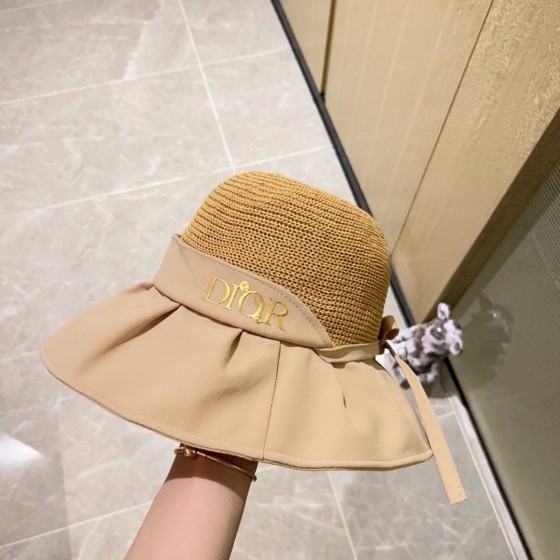 [Dior Dior] 2023 spring and summer style simple splicing sunset fisherman hat