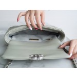 𝗖𝗛𝗔𝗡𝗘𝗟 ❶❾ 𝗕𝗔 𝗚 Original lambskin series ❥ Genuine leather ❥ Small ❥22c early spring limited color milk green gray