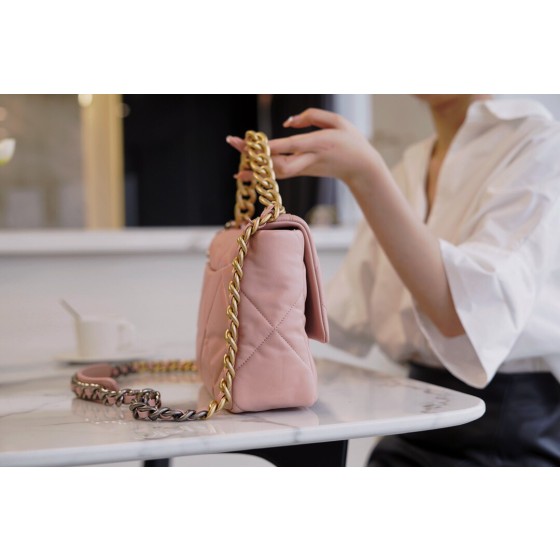 𝗖𝗛𝗔𝗡𝗘𝗟 ❶❾ 𝗕𝗔𝗚 Original lambskin series ❥ Genuine leather ❥ Medium ❥Peach Pink 🍑