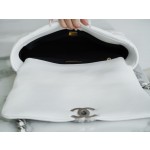 𝗖𝗛𝗔𝗡𝗘𝗟 ❶❾ 𝗕𝗔 𝗚 Original lambskin series ❥ Genuine leather ❥ Medium ❥ 22c New version silver with accessories White