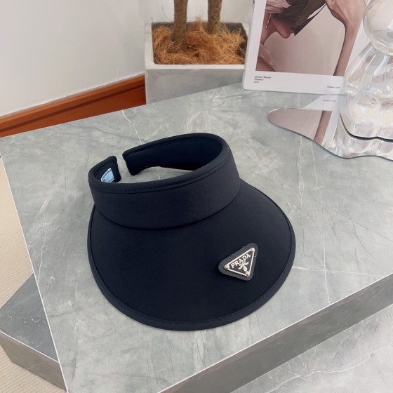 [PRADA Prada] 2023 summer new ice silk sun visor empty top hat