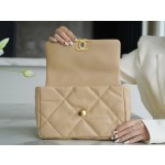 𝗖𝗛𝗔𝗡𝗘𝗟 ❶❾ 𝗕𝗔𝗚 Original lambskin series ❥ Genuine leather ❥ Small ❥ Apricot