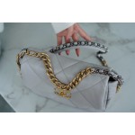 𝗖𝗛𝗔𝗡𝗘𝗟 ❶❾ 𝗕𝗔𝗚 Original Lambskin Series ❥ Genuine Leather ❥ Small ❥ Light Grey 🐘