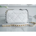 𝗖𝗛𝗔𝗡𝗘𝗟 ❶❾ 𝗕𝗔𝗚 Original Lambskin Series ❥ Genuine Leather ❥ Small ❥ Fairy White Silver Buckle 💭