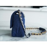 𝗖𝗛𝗔𝗡𝗘𝗟 ❶❾ 𝗕𝗔𝗚 Original denim series ❥ Genuine leather ❥ Small ❥𝟮𝟮𝗣𝗣 Dark denim