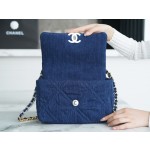 𝗖𝗛𝗔𝗡𝗘𝗟 ❶❾ 𝗕𝗔𝗚 Original denim series ❥ Genuine leather ❥ Small ❥𝟮𝟮𝗣𝗣 Dark denim