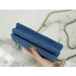 CHANEL 𝑾𝒐𝒄 Fat Choi bag Original denim denim fabric 22𝐶 denim metal ball 𝗪𝗼𝗰