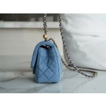 𝐂𝐇𝐀𝐍𝐄𝐋 Classic Flap Imported Original Denim Leather 🐑 Classic Mouth Flap Bag Large 𝗺𝗶𝗻𝗶 22𝐶 Denim Denim Metal Ball