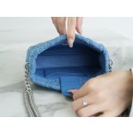 𝐂𝐇𝐀𝐍𝐄𝐋 HOBO bag 23P spring and summer new love heart adjustable buckle denim blue