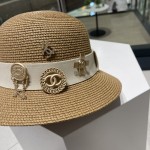 Chanel Straw Hat, Sun Hat, Sunshade Beach Hat, Head Circumference 57cm