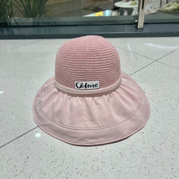 Celine summer new splicing large eaves sunshade fisherman hat outdoor sunscreen ice silk basin hat women