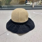Celine summer new splicing large eaves sunshade fisherman hat outdoor sunscreen ice silk basin hat women