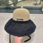 Celine summer new splicing large eaves sunshade fisherman hat outdoor sunscreen ice silk basin hat women