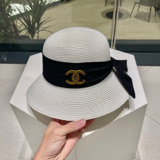 Chanel2023's new straw sunshade straw hat basin