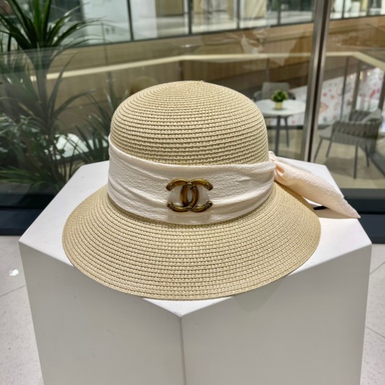 Chanel2023's new straw sunshade straw hat basin