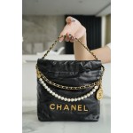 𝗖𝗛𝗔𝗡𝗘𝗟✦ 23S 22Mini pearl chain bag black
