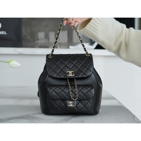 𝗖𝗛𝗔𝗘𝗡𝗟✦23c New 𝐃𝐮𝐦𝐚 Shoulder Bag Black Large