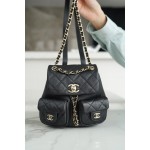 𝗖𝗛𝗔𝗡𝗘𝗟 23P New Duma Double Shoulder Cowhide Mini Black