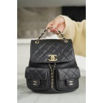 𝗖𝗛𝗔𝗡𝗘𝗟 23P New Duma Double Shoulder Cowhide Large Black