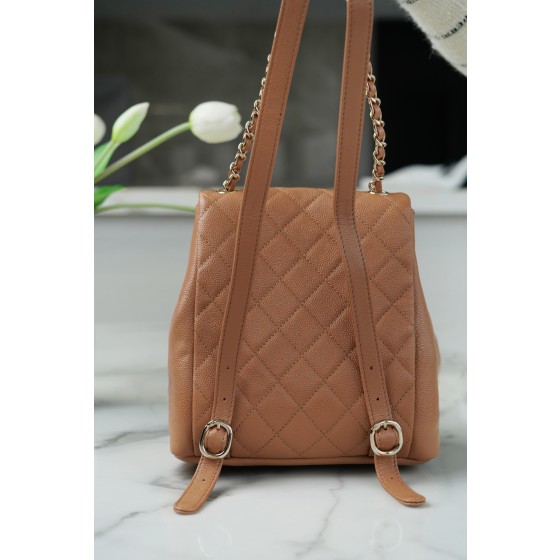 𝗖𝗛𝗔𝗡𝗘𝗟 23P New Duma Double Shoulder Cowhide Large Caramel