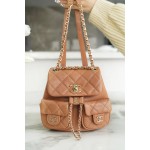 𝗖𝗛𝗔𝗡𝗘𝗟 23P New Duma Double Shoulder Cowhide Mini Caramel