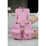 𝗖𝗛𝗔𝗡𝗘𝗟 23P New Duma Double Shoulder Cowhide Mini Pink