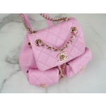 𝗖𝗛𝗔𝗡𝗘𝗟 23P New Duma Double Shoulder Cowhide Mini Pink