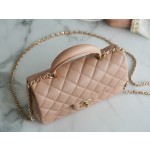 𝗖𝗛𝗔𝗡𝗘𝗟 𝗖𝗹𝗮𝘀𝘀𝗶𝗰 𝗙𝗹𝗮𝗽 2021 𝗦𝘀 Spring/Summer New Handle ℂ𝔽 𝕄𝕚𝕟𝕚 Milk Tea Apricot Light Gold