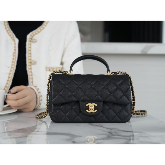 𝗖𝗛𝗔𝗡𝗘𝗟 𝗖𝗹𝗮𝘀𝘀𝗶𝗰 𝗙𝗹𝗮𝗽 2021 𝗦𝘀 Spring/Summer New Handle 𝐂𝐅 𝐦𝐢𝐧𝐢耀夜黑