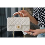 𝗖𝗛𝗔𝗡𝗘𝗟✦𝗖𝗹𝗮𝘀𝘀𝗶𝗰 𝗙𝗹𝗮𝗽 2021 𝗦𝘀 spring and summer new handleℂ𝔽 𝕄𝕚𝕟𝕚 white