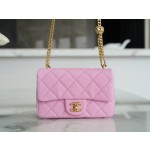 𝗖𝗛𝗔𝗡𝗘𝗟✦𝗖𝗹𝗮 𝘀𝘀𝗶𝗰 𝗙𝗹𝗮𝗽 𝗙𝗹𝗮𝗽 23P Spring/Summer New Love Adjustment Buckle Small Pink