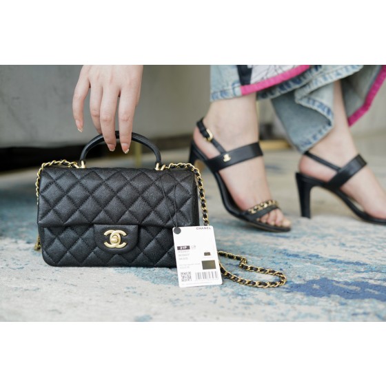 𝗖𝗛𝗔𝗡𝗘𝗟✦𝗖𝗹𝗮𝘀𝘀𝗶𝗰 𝗙𝗹𝗮𝗽 2021 𝗦𝘀 Spring/Summer New Handleℂ𝔽 𝕄𝕚𝕟𝕚 Black Gold