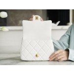 𝗖𝗛𝗔𝗡𝗘𝗟✦𝗖𝗹𝗮𝘀𝘀𝗶𝗰 𝗙𝗹𝗮𝗽23P spring and summer new love adjustment buckle square fat man white