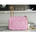 𝗖𝗛𝗔𝗡𝗘𝗟✦𝗖𝗹𝗮𝘀𝘀𝗶𝗰 𝗙𝗹𝗮𝗽23P Spring and Summer New Love Adjustment Buckle Square Fatty Pink