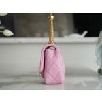 𝗖𝗛𝗔𝗡𝗘𝗟✦𝗖𝗹𝗮𝘀𝘀𝗶𝗰 𝗙𝗹𝗮𝗽23P Spring and Summer New Love Adjustment Buckle Square Fatty Pink