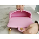 𝗖𝗛𝗔𝗡𝗘𝗟✦𝗖𝗹𝗮𝘀𝘀𝗶𝗰 𝗙𝗹𝗮𝗽23P Spring and Summer New Love Adjustment Buckle Square Fatty Pink