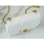 𝗖𝗛𝗔𝗡𝗘𝗟✦𝗖𝗹𝗮𝘀𝘀𝗶𝗰 𝗙𝗹𝗮𝗽23P Spring/Summer New Love Adjustable Buckle Small White