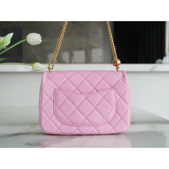 𝗖𝗛𝗔𝗡𝗘𝗟✦𝗖𝗹𝗮𝘀𝘀𝗶𝗰 𝗙𝗹𝗮𝗽 23P Spring/Summer New Love Heart Adjustable Buckle Large Pink