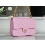 𝗖𝗛𝗔𝗡𝗘𝗟✦𝗖𝗹𝗮𝘀𝘀𝗶𝗰 𝗙𝗹𝗮𝗽 23P Spring/Summer New Love Heart Adjustable Buckle Large Pink