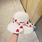 CHANEL Love Ribbon All-match Pot Hat Straw Hat