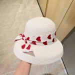CHANEL Love Ribbon All-match Pot Hat Straw Hat