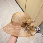 Chanel organza lace bowl hat straw hat