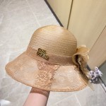 Chanel organza lace bowl hat straw hat