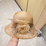 Chanel organza lace bowl hat straw hat