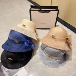 Chanel organza lace bowl hat straw hat