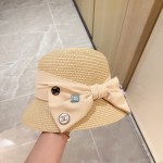 Chanel Bow Thick Woven Pot Hat Straw Hat